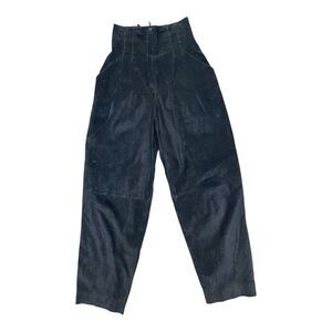 Vintage Forenza Black Suede High Waist Barrel Pants Sz 8 Lined Made in Italy